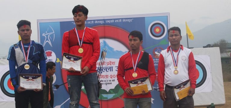 म्याग्दीका सुजन पुन गण्डकी प्रदेशस्तरीय खुला आर्चरी प्रतियोगिताको च्याम्पियन