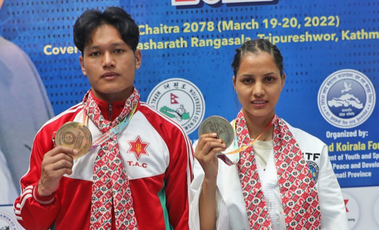 नेपाल आर्मीका दिनेश बुढा मगर र रुबिका खड्का जिपी कोइराला स्मृति प्रोफेसनल आईटीएफ तेक्वान्दो च्याम्पियनसिपमा च्याम्पियन