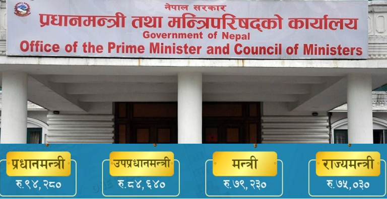 प्रधानमन्त्री, उपप्रधानमन्त्री देखि मन्त्रीसम्मको तलबस्केल यस्तो छ