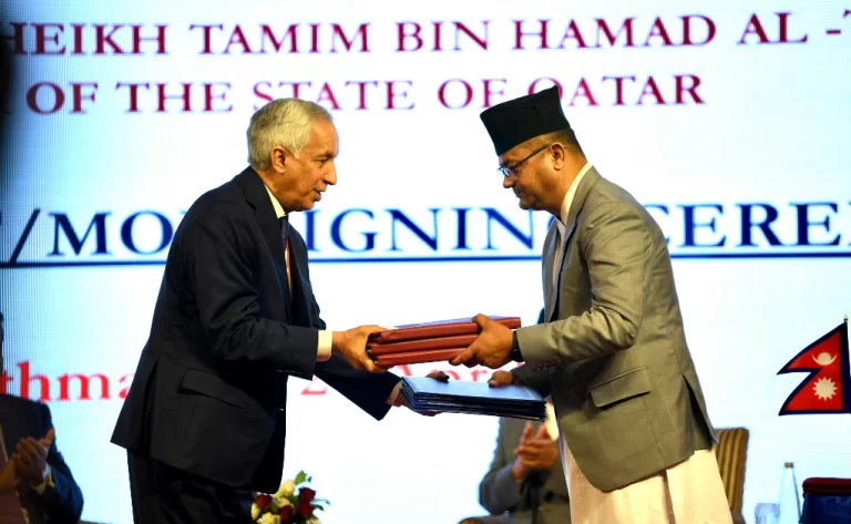 नेपाल र कतारबीच द्विपक्षीय लगानी र सहकार्यसँग सम्बन्धित समझदारी तथा सम्झौतामा हस्ताक्षर