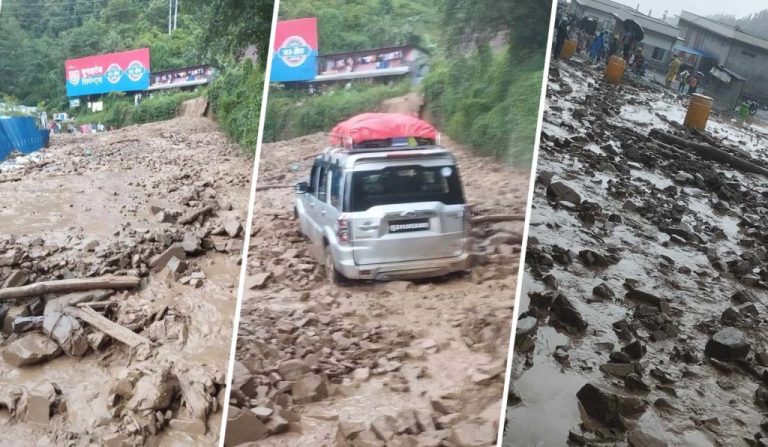 नागढुंगा मन्दिर नजिक पहिरो दुई तर्फी यातायाता अवरुद्ध