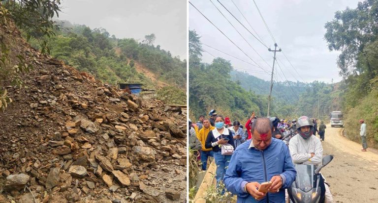 सुख्खा पहिरो खसेर अरनिको राजमार्ग अवरुद्ध दशैंका बेला ओहोरदोहोर गर्ने यात्रुहरु समस्यामा