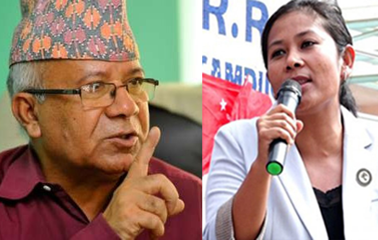 केन्द्रीय कमिटी बैठकमा अध्यक्ष माधव नेपाल र केन्द्रीय सदस्य आरती लामाबीच मञ्चमै भनाभन